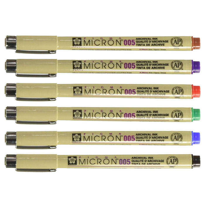 005 (.20mm) Pigma Micron Pen 6 Pack
