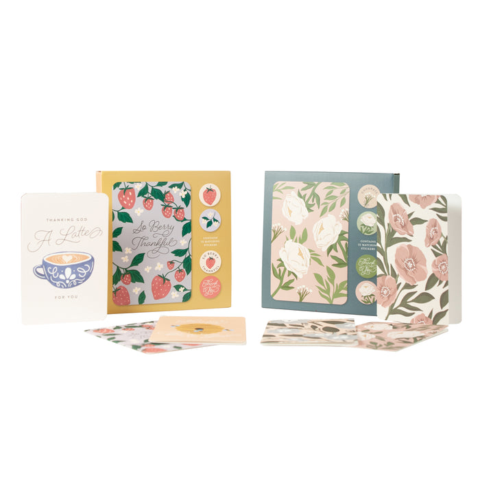 Thanks A Pun & Botanical Blessings Assorted Note Cards- 2 Box Sleeved Set