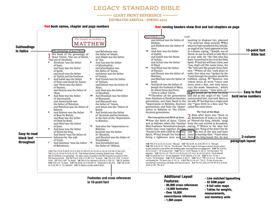 Legacy Standard Bible, Giant Print Reference Edition - Paste-Down Cowhide