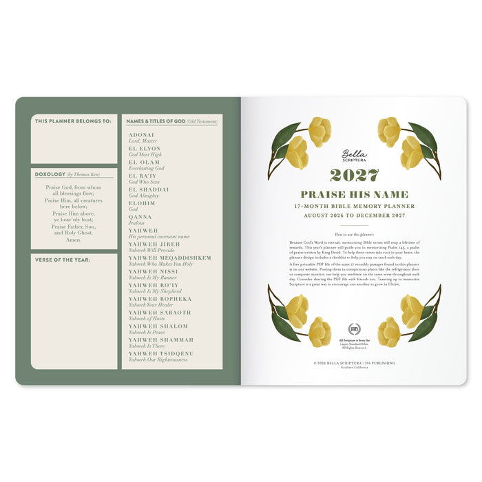 Praise His Name (Floral Edition) - 2027 17-Month Bible Memory Planner