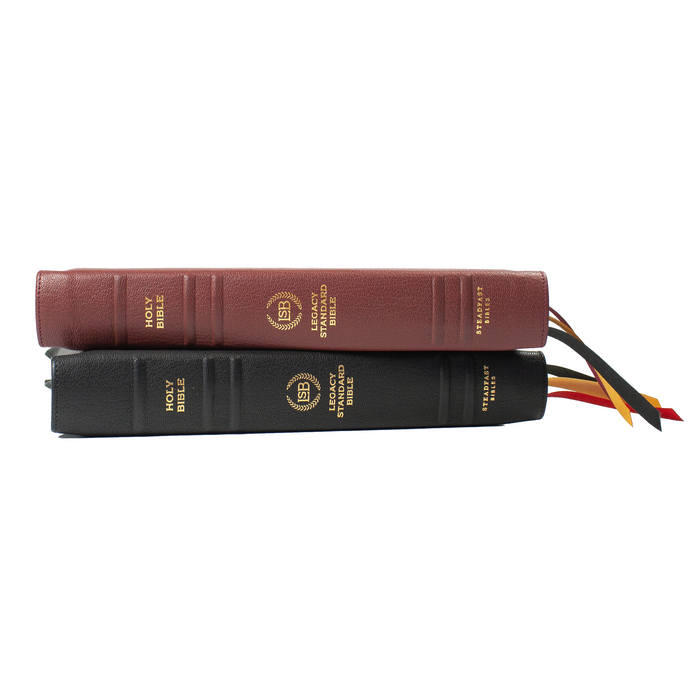 Legacy Standard Bible, Handy Size - Edge-Lined Shamar Goatskin "His & Hers" 2 Pack - Black & Burgundy