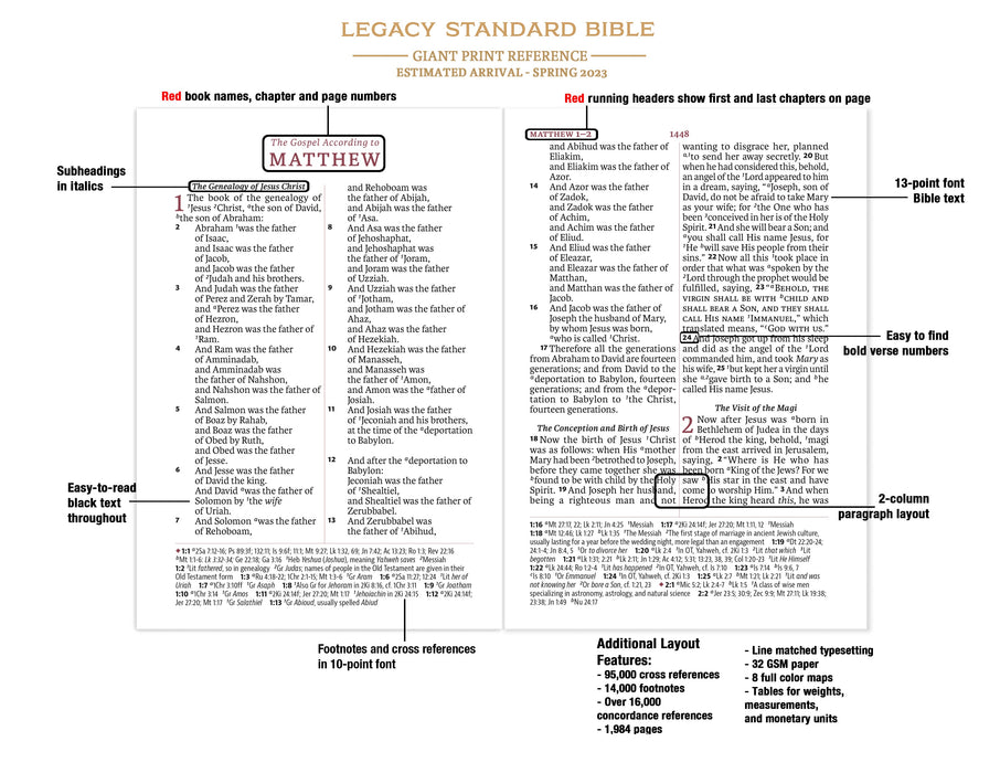 GALLERY ONLY - Legacy Standard Bible, Giant Print Reference Edition - Paste-Down Cowhide