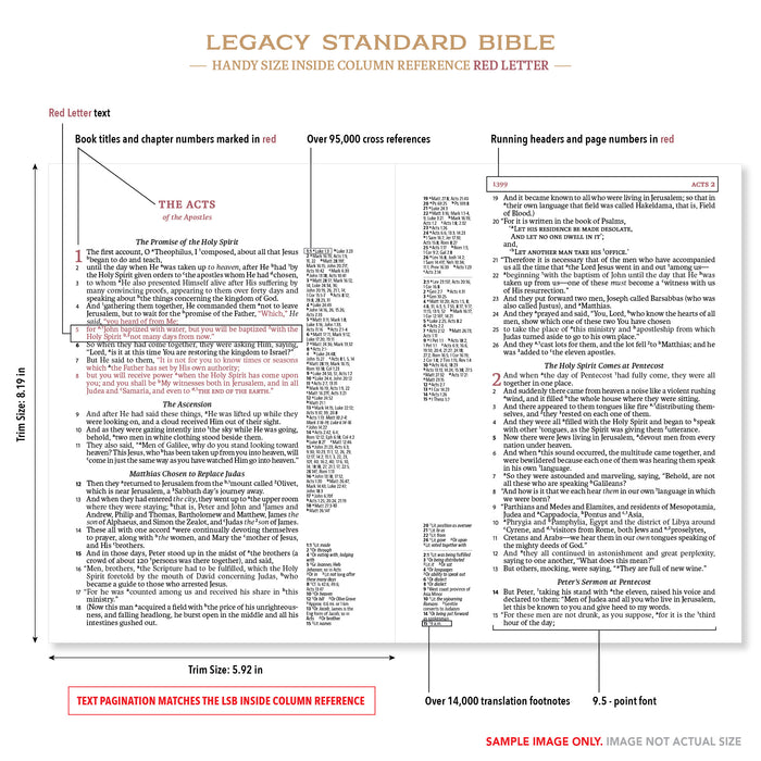 Legacy Standard Bible, Handy Size, Inside Column Reference Red Letter - Paste-Down Faux Leather