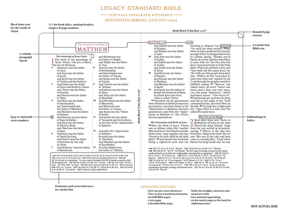 Legacy Standard Bible, Portable Paragraph Reference - Edge-Lined Shamar Goatskin Full Yapp