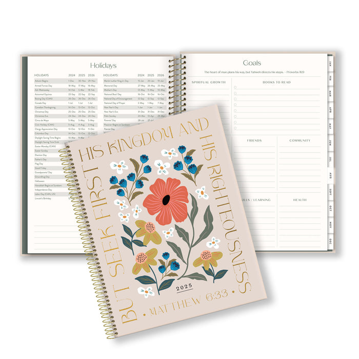 Sermon on the Mount, Floral Edition - 2025 17-Month Bible Memory Planner