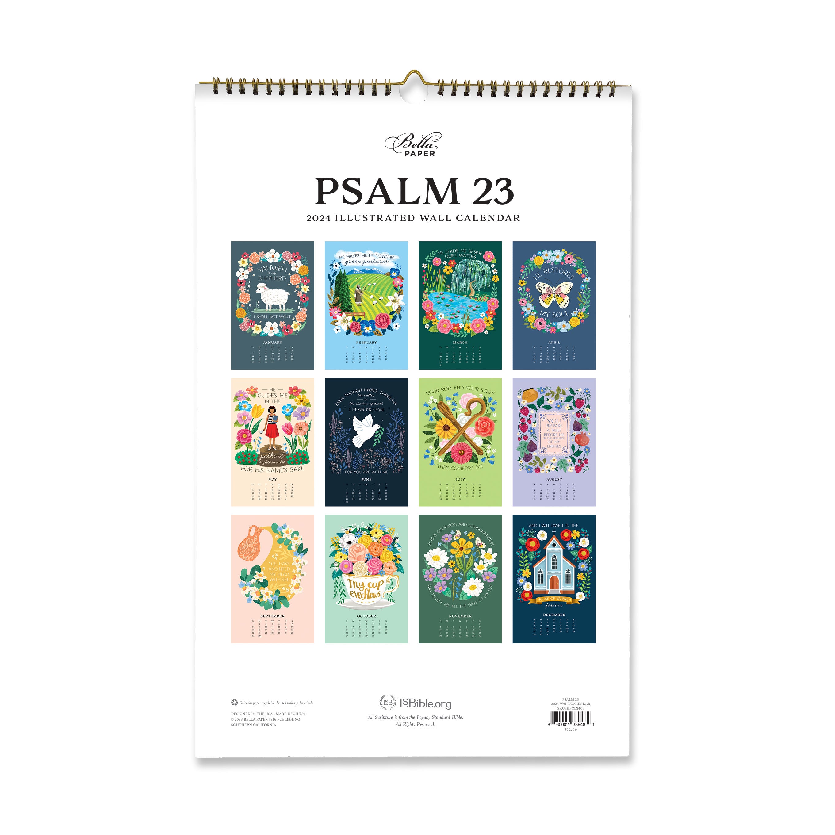 Psalm 23 2024 Illustrated Wall Calendar — 316 Publishing