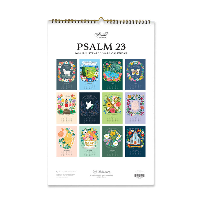 Psalm 23 - 2024 Illustrated Wall Calendar
