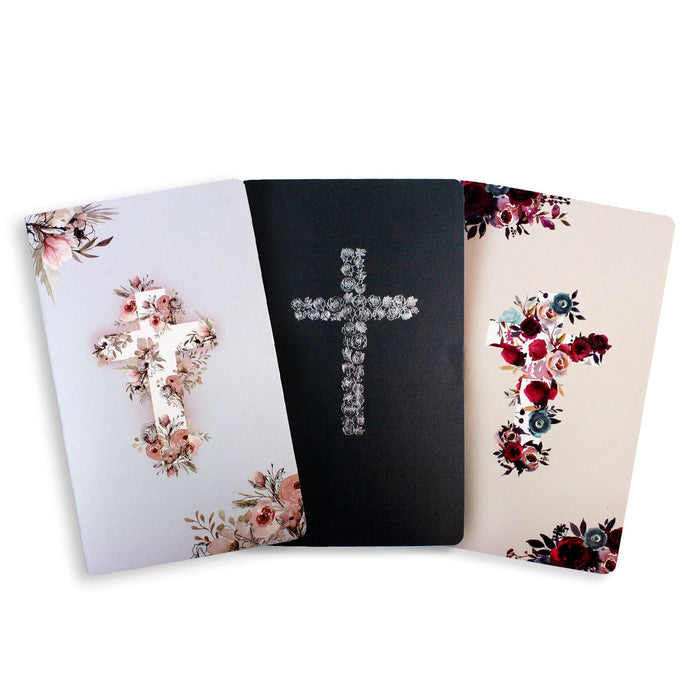Floral Cross Design Journal 3 Pack - Case Lot